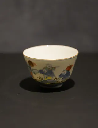 6代 髙橋道八｜色絵唐子ノ図 煎茶盌