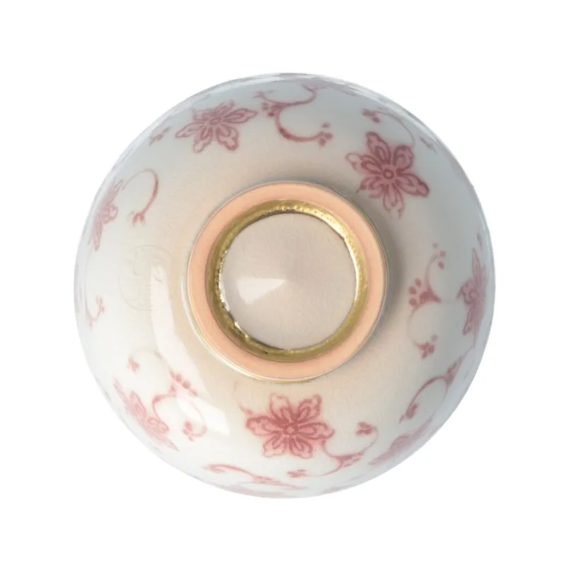 抹茶碗 釉裏紅金彩唐草_4