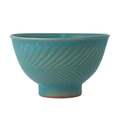 トルコ釉シノギ 茶盌_1