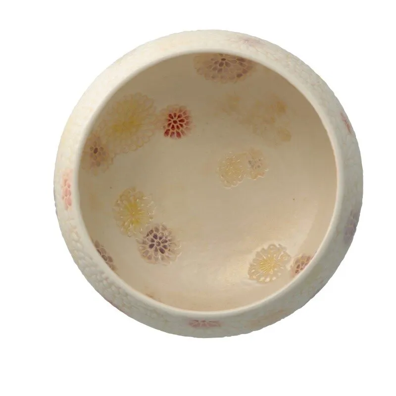 釉はじき白紫黄紅赤茶碗_3