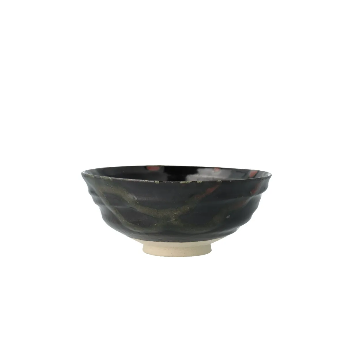 黒釉緑線茶盌