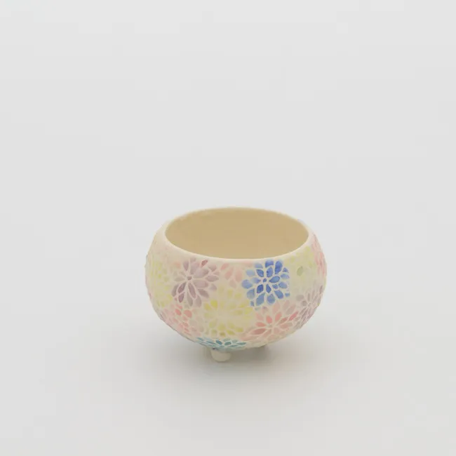 釉はじき 盃 花園