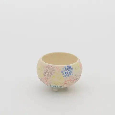 釉はじき 盃 花園
