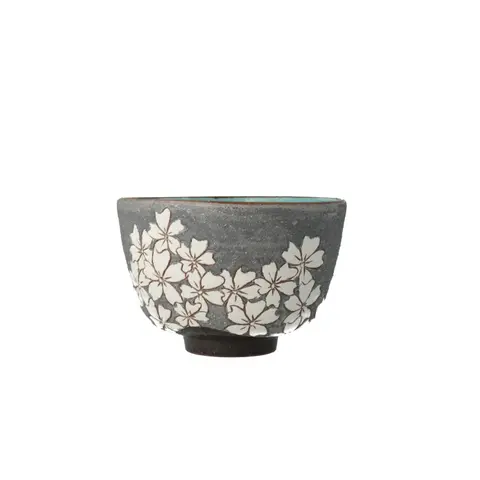 碧釉掻桜抹茶盌