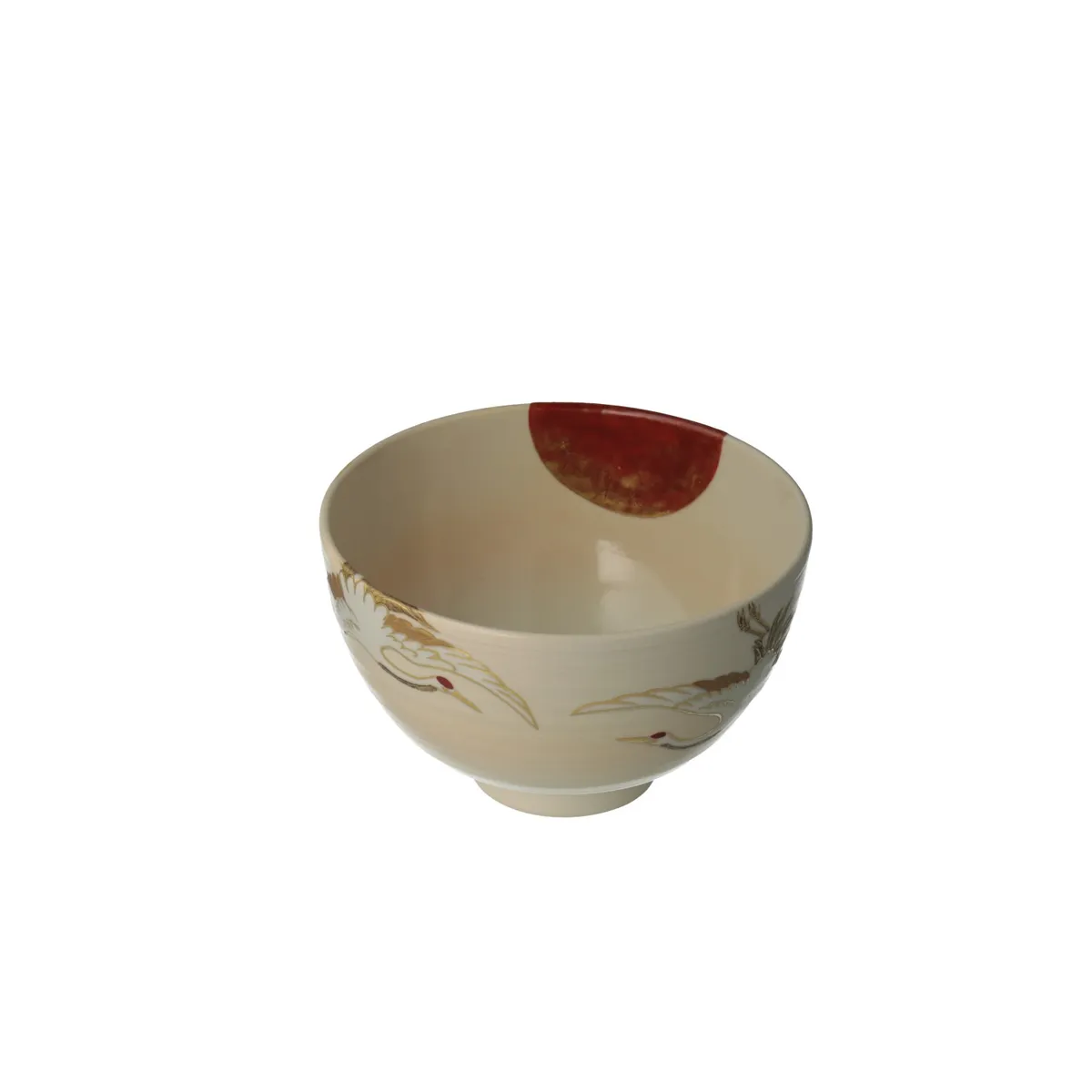 彩色日の出に鶴之画 茶盌（2枚目）