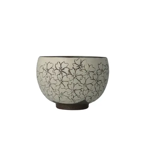 碧釉掻桜抹茶盌