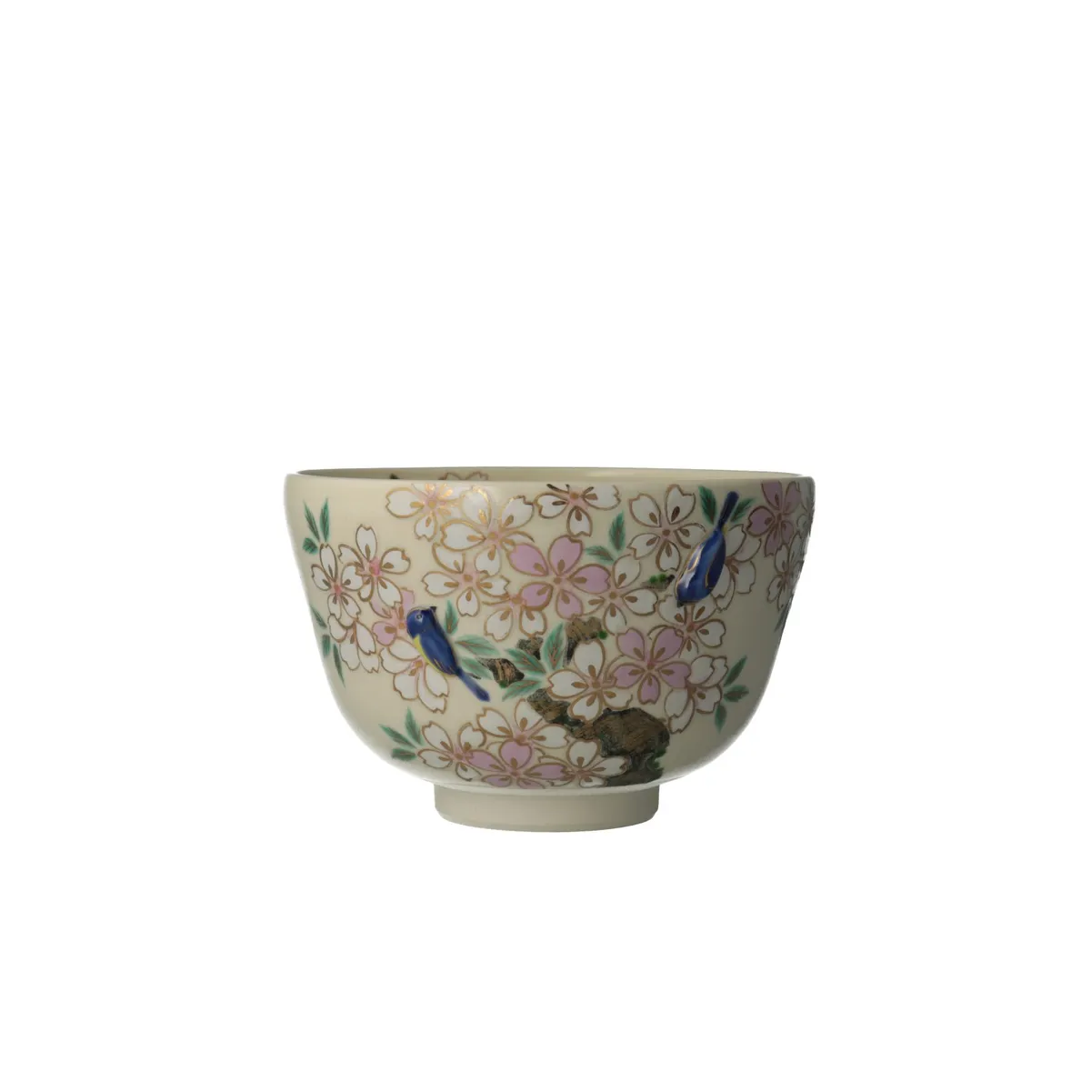 "ぷっくりシリーズ茶盌" 桜に瑠璃鳥