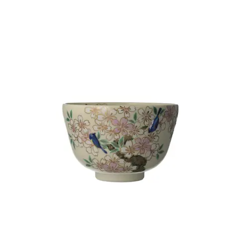 "ぷっくりシリーズ茶盌" 桜に瑠璃鳥