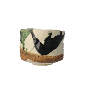 繭白掛分釉茶盌